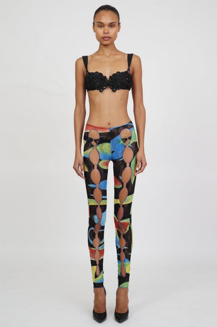 Kim Shui NEW Blue Swirl Print Pant Size Medium Sheer Loud 295$